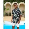 GSOU SNOW Mens Fishing Shirts Short Sleeve Button Up Hiking Shirt Cooling Quick Dry Vented(Black Froal)