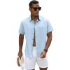 GSOU SNOW Mens Fishing Shirts Short Sleeve Button Up Hiking Shirt Cooling Quick Dry Vented(Blue 1)