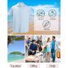 GSOU SNOW Mens Fishing Shirts Short Sleeve Button Up Hiking Shirt Cooling Quick Dry Vented(Blue)