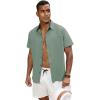 GSOU SNOW Mens Fishing Shirts Short Sleeve Button Up Hiking Shirt Cooling Quick Dry Vented(Green)
