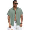 GSOU SNOW Mens Fishing Shirts Short Sleeve Button Up Hiking Shirt Cooling Quick Dry Vented(Green)