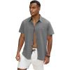 GSOU SNOW Mens Fishing Shirts Short Sleeve Button Up Hiking Shirt Cooling Quick Dry Vented(Grey 1)