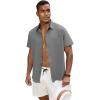 GSOU SNOW Mens Fishing Shirts Short Sleeve Button Up Hiking Shirt Cooling Quick Dry Vented(Grey 1)