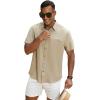 GSOU SNOW Mens Fishing Shirts Short Sleeve Button Up Hiking Shirt Cooling Quick Dry Vented(Khaki)