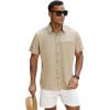GSOU SNOW Mens Fishing Shirts Short Sleeve Button Up Hiking Shirt Cooling Quick Dry Vented(Khaki)