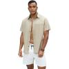 GSOU SNOW Mens Fishing Shirts Short Sleeve Button Up Hiking Shirt Cooling Quick Dry Vented(Khaki)