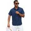 GSOU SNOW Mens Fishing Shirts Short Sleeve Button Up Hiking Shirt Cooling Quick Dry Vented(Navy)