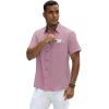 GSOU SNOW Mens Fishing Shirts Short Sleeve Button Up Hiking Shirt Cooling Quick Dry Vented(Purple)