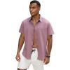 GSOU SNOW Mens Fishing Shirts Short Sleeve Button Up Hiking Shirt Cooling Quick Dry Vented(Purple)