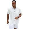 GSOU SNOW Mens Fishing Shirts Short Sleeve Button Up Hiking Shirt Cooling Quick Dry Vented(White)