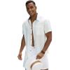GSOU SNOW Mens Fishing Shirts Short Sleeve Button Up Hiking Shirt Cooling Quick Dry Vented(White)
