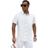 GSOU SNOW Mens Fishing Shirts Short Sleeve Button Up Hiking Shirt Cooling Quick Dry Vented(White)