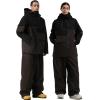 GSOU SNOW Men’s Snowboarding Jacket Loose Ski Snow Coat Waterproof Insulated Unisex Winter Jacket(Black+brown)