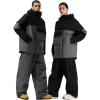 GSOU SNOW Men’s Snowboarding Jacket Loose Ski Snow Coat Waterproof Insulated Unisex Winter Jacket(Black+dark Grey)