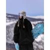 GSOU SNOW Ski Suit Men Baggy Ski Jacket and Pants Set Snow Suit Washed Effect Waterproof Insulated Windproof for Snow Sport(Black)