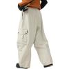GSOU SNOW Womens Mens Snowboard Pants Baggy Ski Snow Pants Loose Cargo Sport Outdoor Insulation Waterproof(Begie)