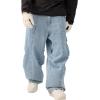 GSOU SNOW Womens Mens Snowboard Pants Baggy Ski Snow Pants Loose Cargo Sport Outdoor Insulation Waterproof(Navy)