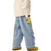 GSOU SNOW Womens Mens Snowboard Pants Baggy Ski Snow Pants Loose Cargo Sport Outdoor Insulation Waterproof(Navy)