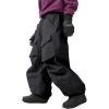 GSOU SNOW Men Snow Pants Baggy Snowboard Pants Women Ski Pants Sport Insulated Loose Waterproof Windproof Winter Hiking Warm(Black)