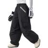 GSOU SNOW Men Super Baggy Ski Pants Loose Snowboard Pants Women Snow Sport Insulated Waterproof Windproof Outdoor Sport(Black)