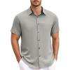 GSOU SNOW Mens Fishing Shirts Short Sleeve Button Up Hiking Shirt Cooling Quick Dry Vented(Beige 1)
