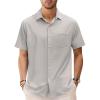 GSOU SNOW Mens Fishing Shirts Short Sleeve Button Up Hiking Shirt Cooling Quick Dry Vented(Beige)