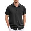 GSOU SNOW Mens Fishing Shirts Short Sleeve Button Up Hiking Shirt Cooling Quick Dry Vented(Black 1)
