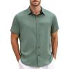 GSOU SNOW Mens Fishing Shirts Short Sleeve Button Up Hiking Shirt Cooling Quick Dry Vented(Green)