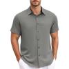 GSOU SNOW Mens Fishing Shirts Short Sleeve Button Up Hiking Shirt Cooling Quick Dry Vented(Grey 1)