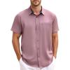 GSOU SNOW Mens Fishing Shirts Short Sleeve Button Up Hiking Shirt Cooling Quick Dry Vented(Purple)