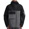 GSOU SNOW Men’s Snowboarding Jacket Loose Ski Snow Coat Waterproof Insulated Unisex Winter Jacket(Black+dark Grey)