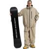 GSOU SNOW Ski Suit Men Baggy Ski Jacket and Pants Set Snow Suit Washed Effect Waterproof Insulated Windproof for Snow Sport(Khaki)