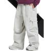 GSOU SNOW Womens Mens Snowboard Pants Baggy Ski Snow Pants Loose Cargo Sport Outdoor Insulation Waterproof(Begie)