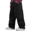 GSOU SNOW Womens Mens Snowboard Pants Baggy Ski Snow Pants Loose Cargo Sport Outdoor Insulation Waterproof(Black-100)