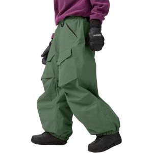 GSOU SNOW Men Snow Pants Baggy Snowboard Pants Women Ski Pants Sport Insulated Loose Waterproof Windproof Winter Hiking Warm(Army Green)