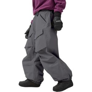 GSOU SNOW Men Snow Pants Baggy Snowboard Pants Women Ski Pants Sport Insulated Loose Waterproof Windproof Winter Hiking Warm(Grey)