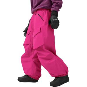 GSOU SNOW Men Snow Pants Baggy Snowboard Pants Women Ski Pants Sport Insulated Loose Waterproof Windproof Winter Hiking Warm(Rose Red)