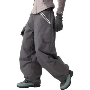 GSOU SNOW Men Super Baggy Ski Pants Loose Snowboard Pants Women Snow Sport Insulated Waterproof Windproof Outdoor Sport(Grey)
