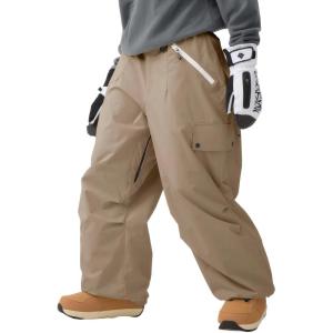 GSOU SNOW Men Super Baggy Ski Pants Loose Snowboard Pants Women Snow Sport Insulated Waterproof Windproof Outdoor Sport(Khaki)