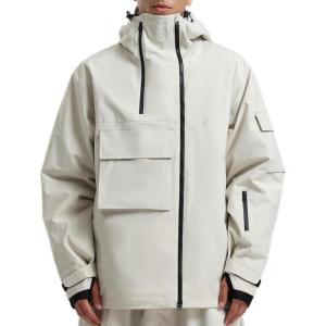 GSOU SNOW Men’s Snowboarding Jacket Loose Ski Snow Coat Waterproof Insulated Unisex Winter Jacket(Beige)