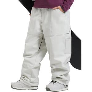 GSOU SNOW Womens Mens Snowboard Pants Baggy Ski Snow Pants Loose Cargo Sport Outdoor Insulation Waterproof(Beige-100)