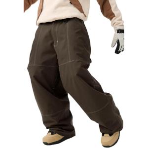 GSOU SNOW Womens Mens Snowboard Pants Baggy Ski Snow Pants Loose Cargo Sport Outdoor Insulation Waterproof(Dark Coffe-100)