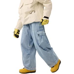 GSOU SNOW Womens Mens Snowboard Pants Baggy Ski Snow Pants Loose Cargo Sport Outdoor Insulation Waterproof(Navy)