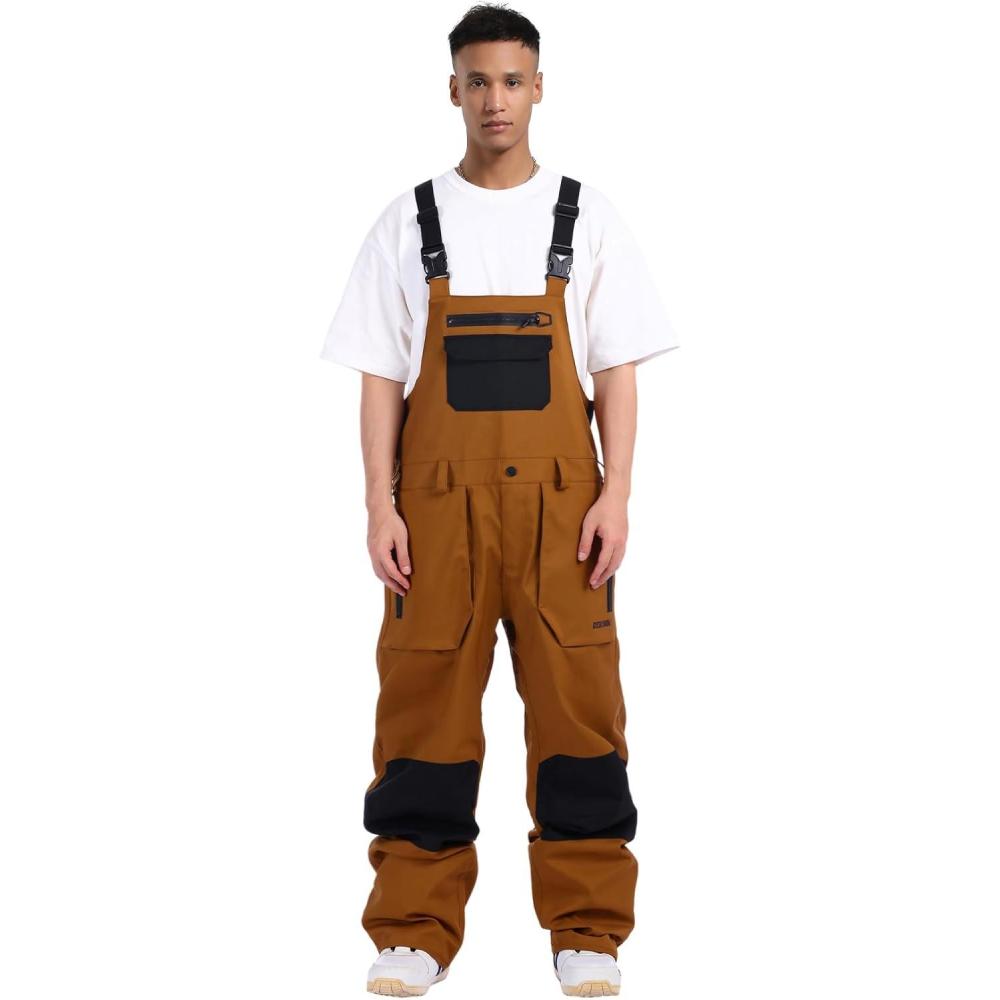 image:imageGSOU SNOW Women Men Ski Bibs Snowboard Pants Snow Bibs Overalls Waterproof Windproof Insulated Winter Sport WarmCoffee