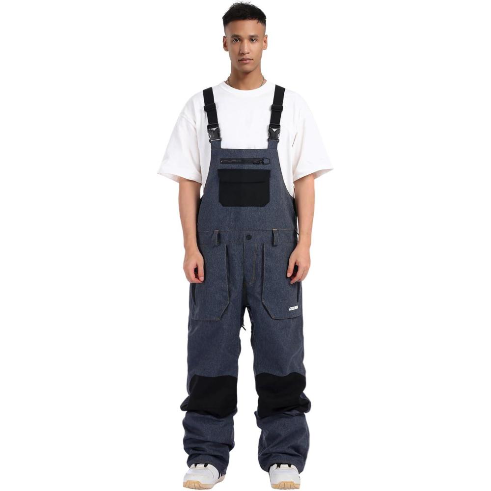 image:imageGSOU SNOW Women Men Ski Bibs Snowboard Pants Snow Bibs Overalls Waterproof Windproof Insulated Winter Sport WarmGrey