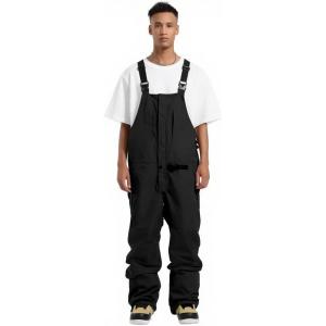 GSOU SNOW Snowboard Bibs Mens Ski Bibs Overalls Snow Pants Womens Waterproof Insulated Sport(Black 1)
