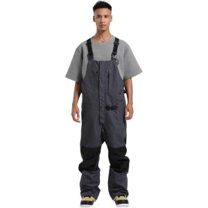 GSOU SNOW Snowboard Bibs Mens Ski Bibs Overalls Snow Pants Womens Waterproof Insulated Sport(Denim Grey)