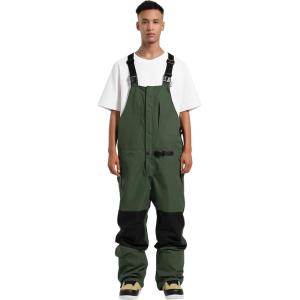GSOU SNOW Snowboard Bibs Mens Ski Bibs Overalls Snow Pants Womens Waterproof Insulated Sport(Green)