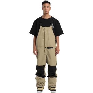 GSOU SNOW Snowboard Bibs Mens Ski Bibs Overalls Snow Pants Womens Waterproof Insulated Sport(Khaki)