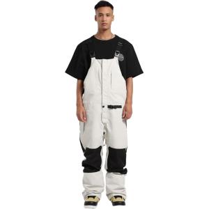 GSOU SNOW Snowboard Bibs Mens Ski Bibs Overalls Snow Pants Womens Waterproof Insulated Sport(Off-white)